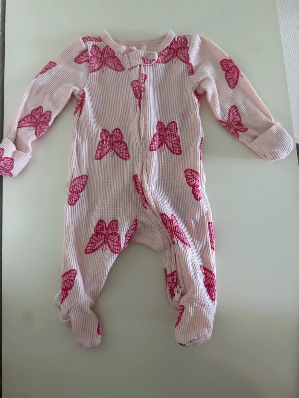 Carter's Pink Butterfly Footed One-Piece